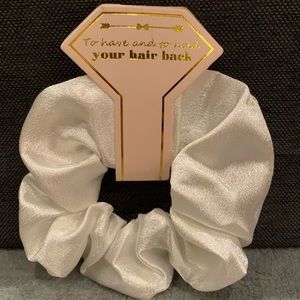 New White Satin Scrunchies Bride Bridesmaids Bachelorette Favors Gifts Party